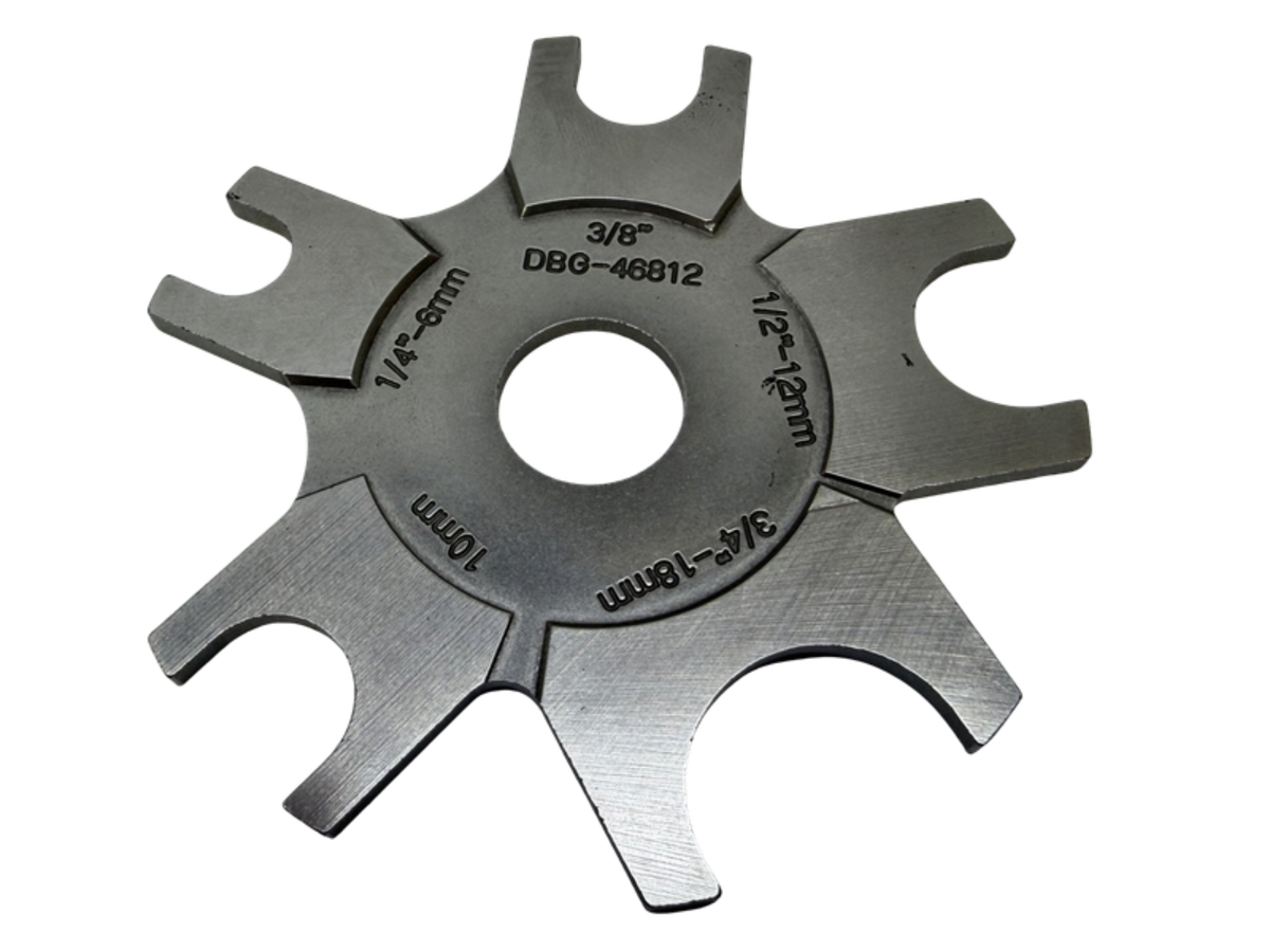 Gap inspection gauge used to check that a stainless steel compression tube fitting is fully tightened