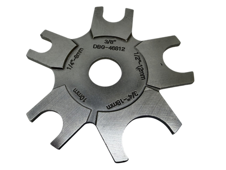 Gap inspection gauge used to check that a stainless steel compression tube fitting is fully tightened
