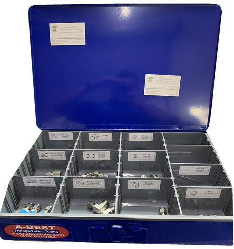 Open A-Best kit box of fittings kept on hand for instrument tubing repairs